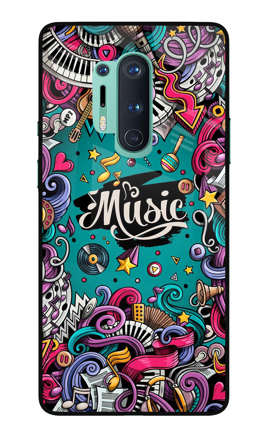Music Graffiti Oneplus 8 Pro Back Cover, Glass case