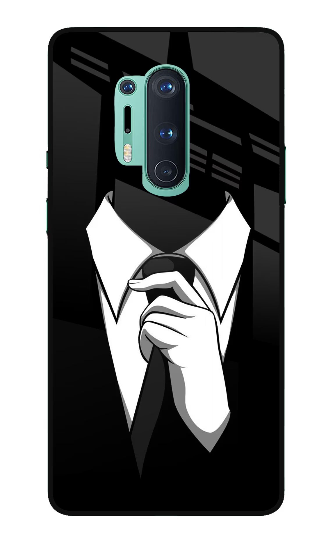 Black Tie Oneplus 8 Pro Glass Case Back Cover by Casekaro