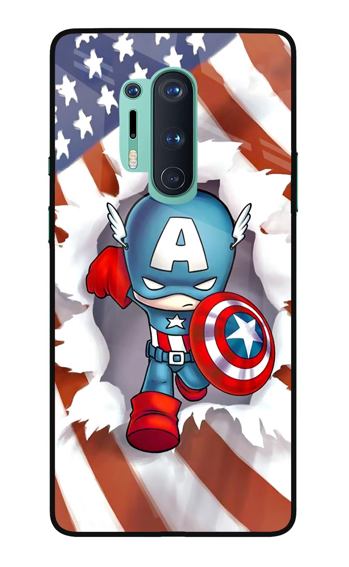 Captain America Oneplus 8 Pro Glass Case Back Cover by Casekaro