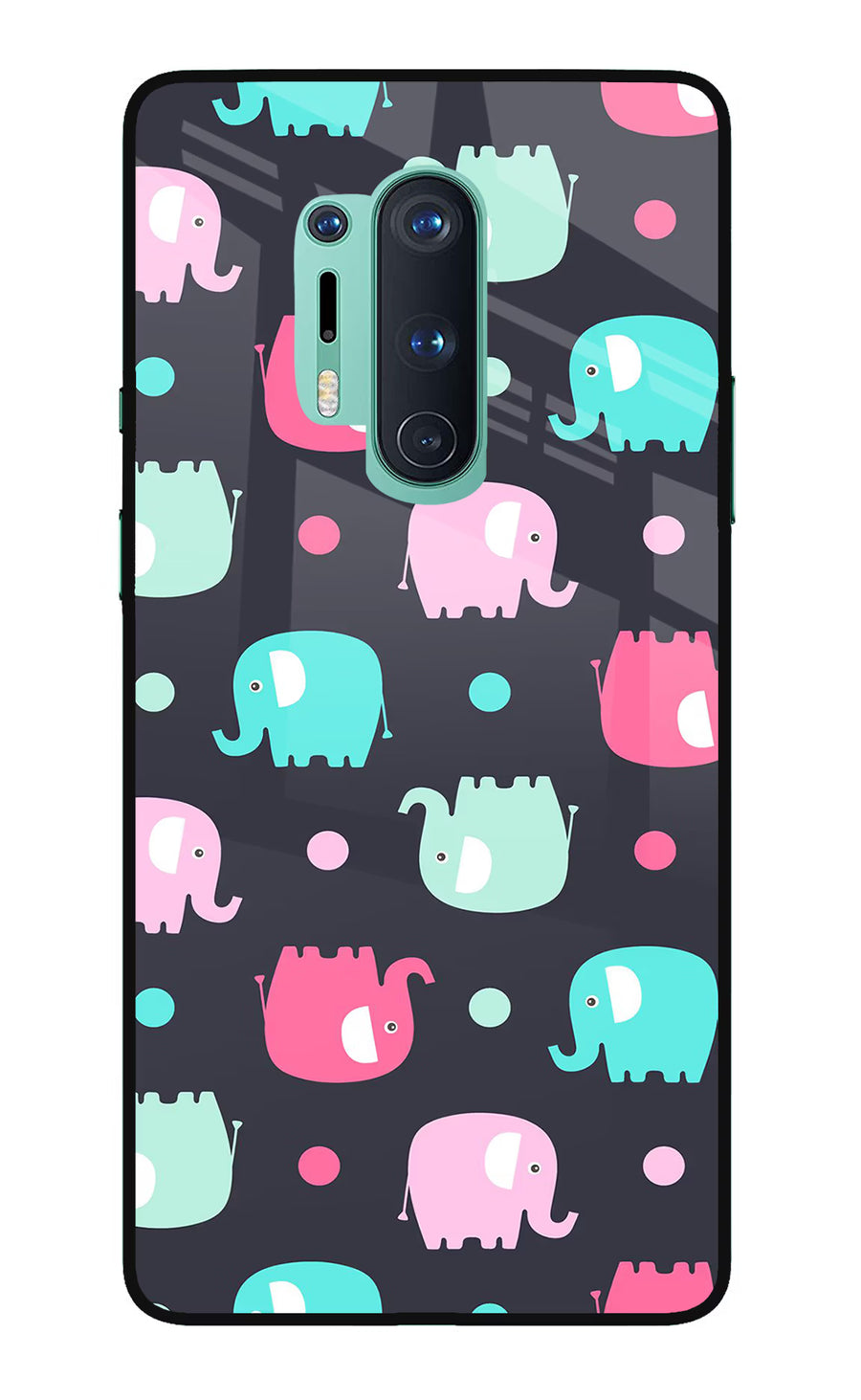 Elephants Oneplus 8 Pro Back Cover, Glass case