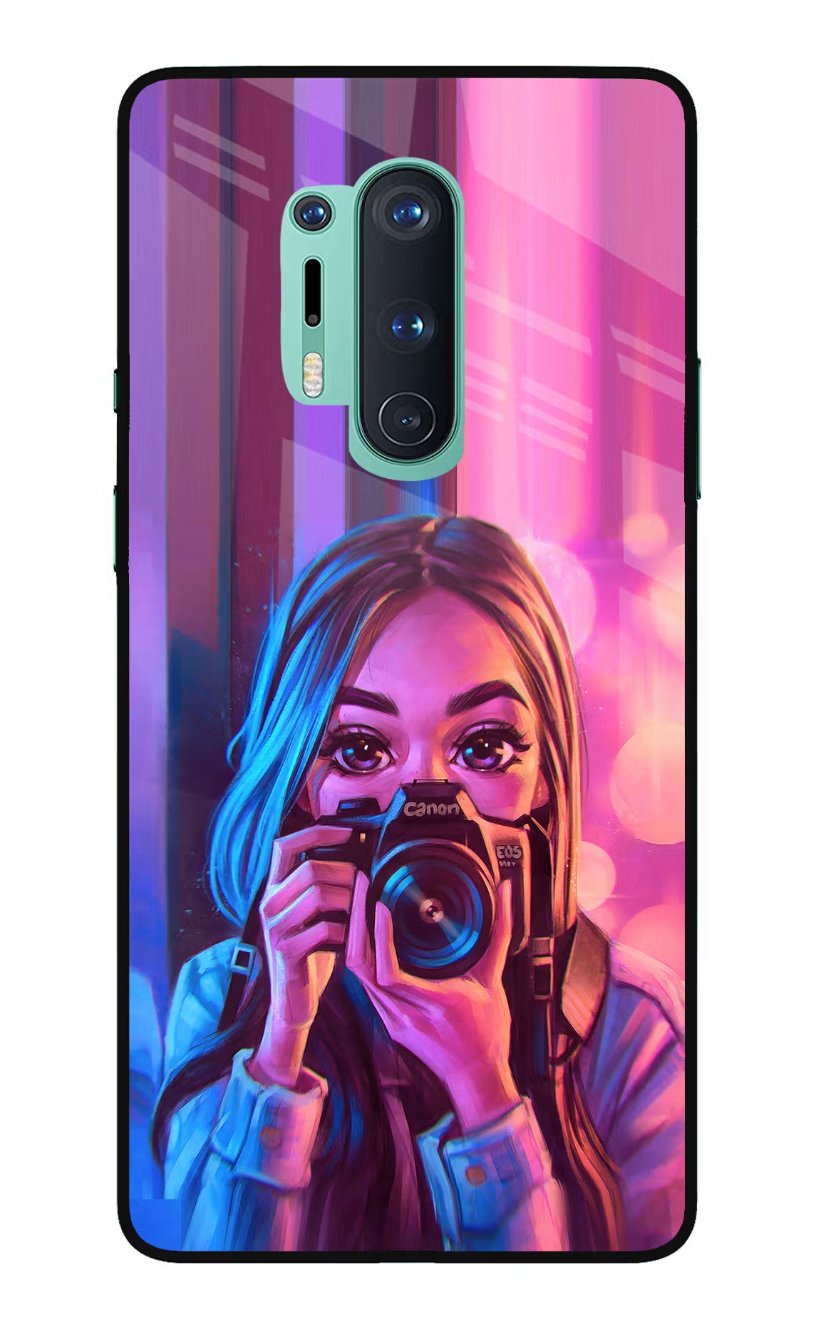 Girl Photographer Oneplus 8 Pro Glass Case Back Cover by Casekaro