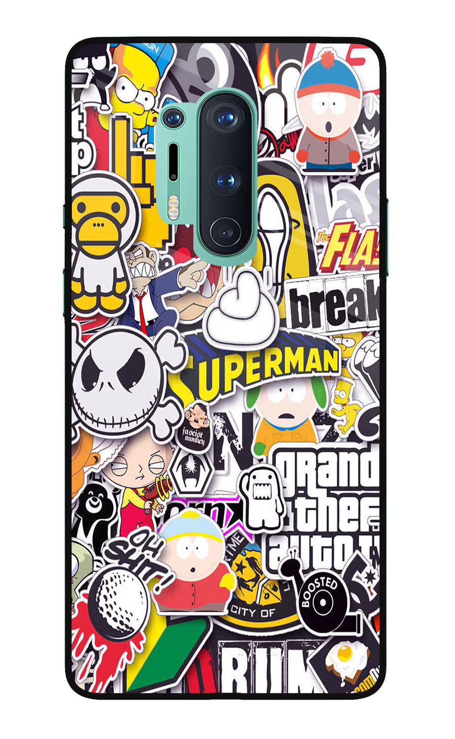 Sticker Bomb Oneplus 8 Pro Back Cover, Glass case