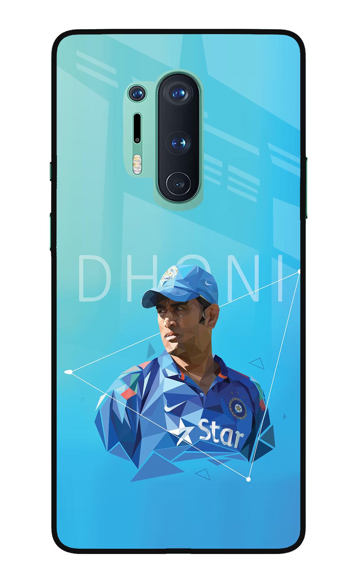Dhoni Artwork Oneplus 8 Pro Glass Case Back Cover by Casekaro