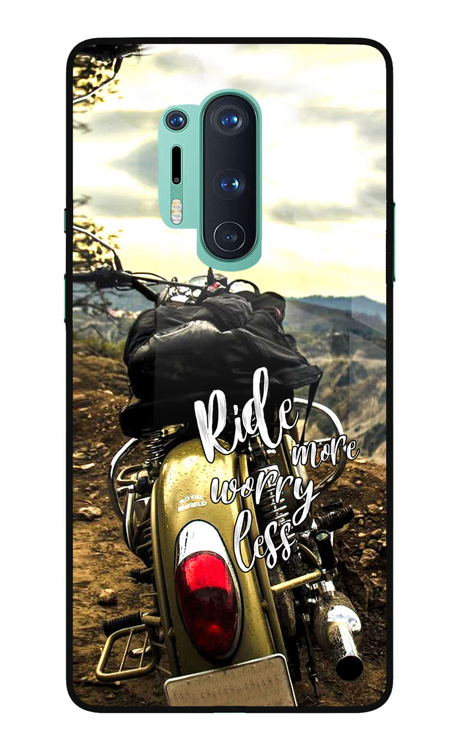 Ride More Worry Less Oneplus 8 Pro Back Cover, Glass case