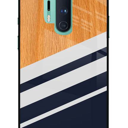 Blue and white wooden Oneplus 8 Pro Glass Case