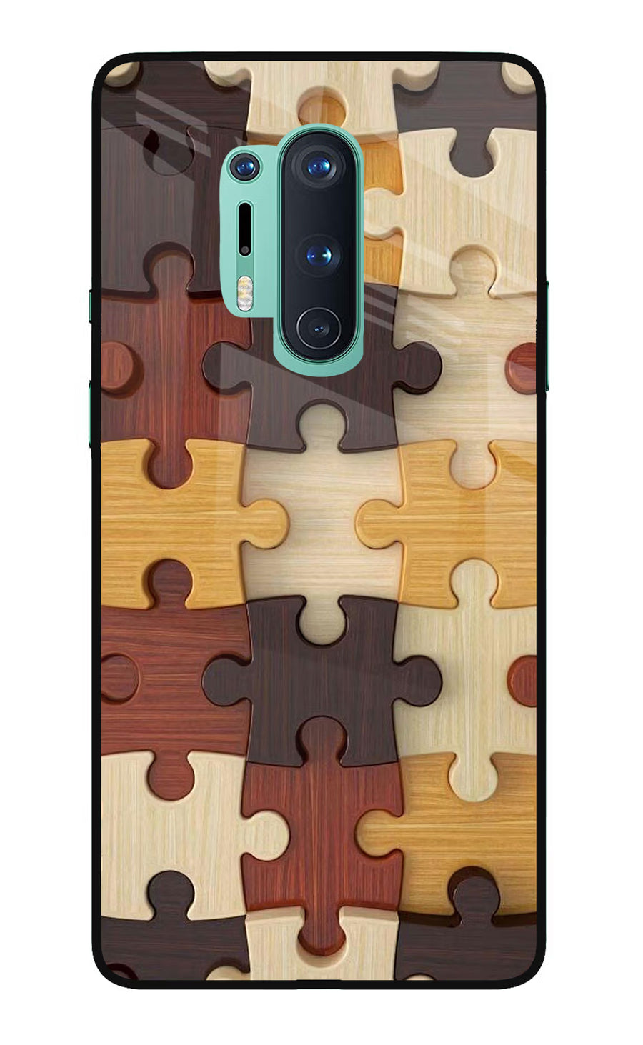 Wooden Puzzle Oneplus 8 Pro Back Cover, Glass case