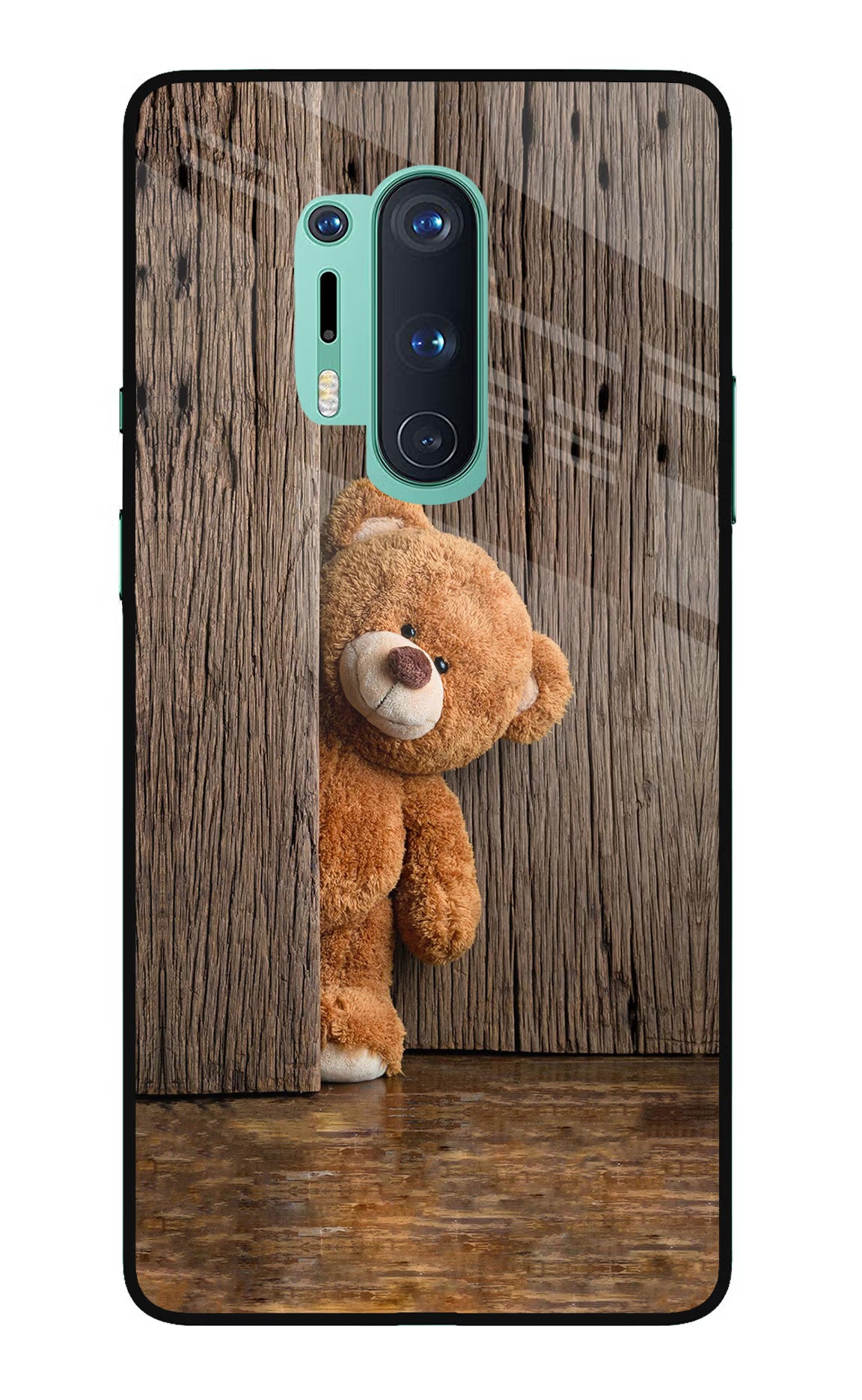 Teddy Wooden Oneplus 8 Pro Glass Case Back Cover by Casekaro
