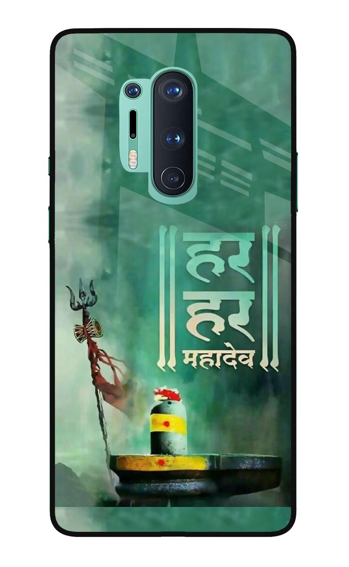 Har Har Mahadev Shivling Oneplus 8 Pro Glass Case Back Cover by Casekaro