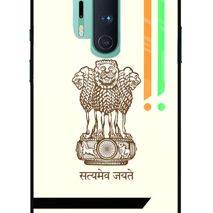Satyamev Jayate Brown Logo Oneplus 8 Pro Glass Case