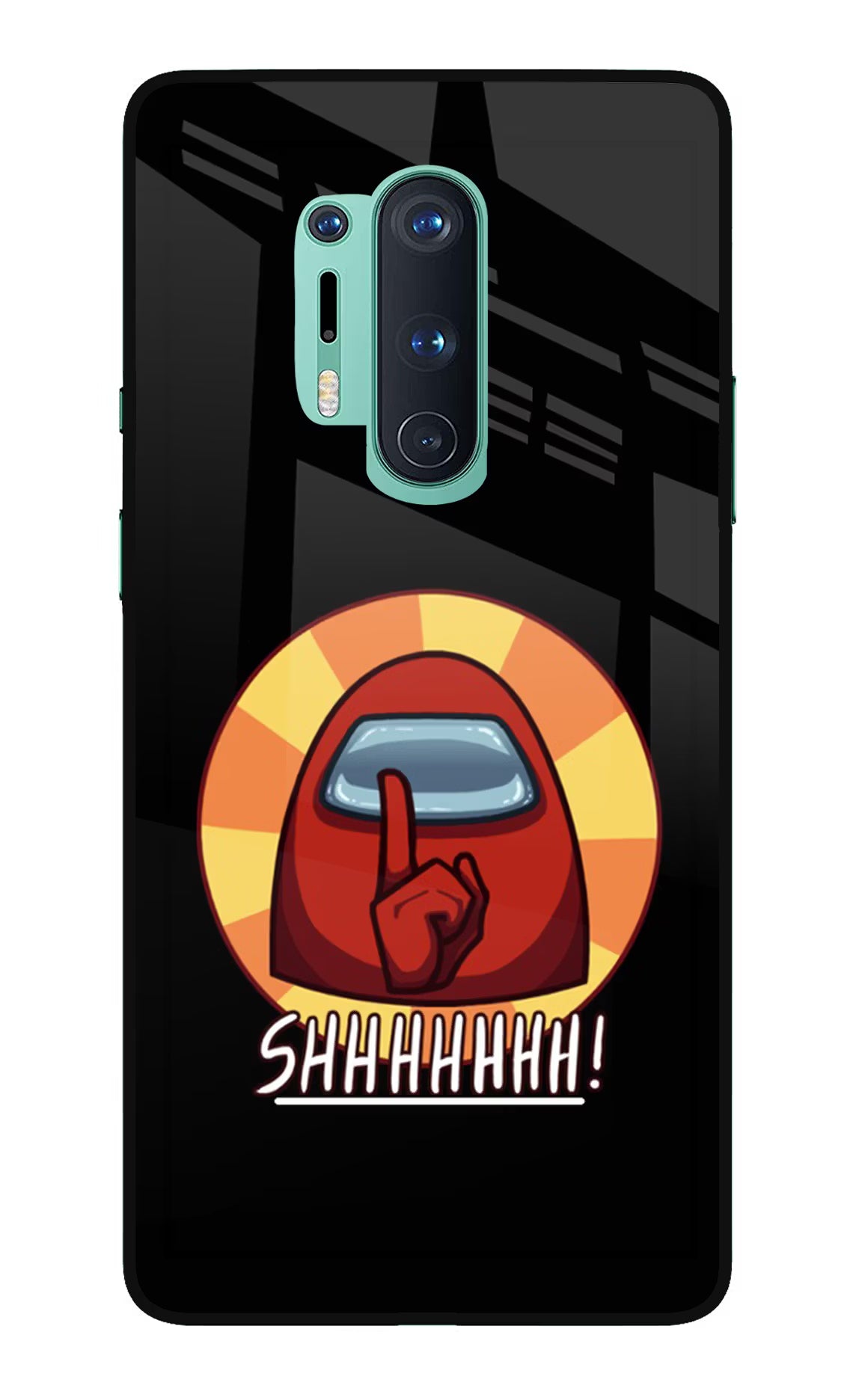 Among Us Shhh! Oneplus 8 Pro Glass Case Back Cover by Casekaro