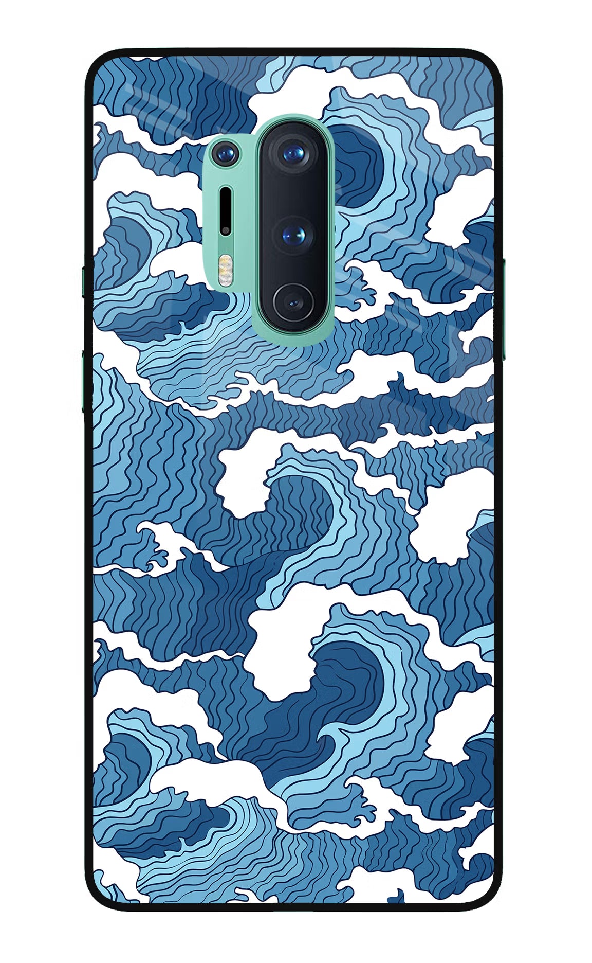 Blue Waves Oneplus 8 Pro Glass Case Back Cover by Casekaro