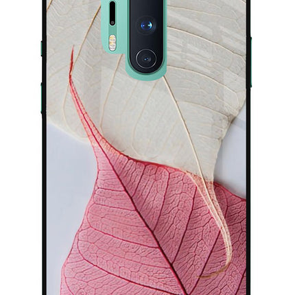 White Pink Leaf Oneplus 8 Pro Glass Case