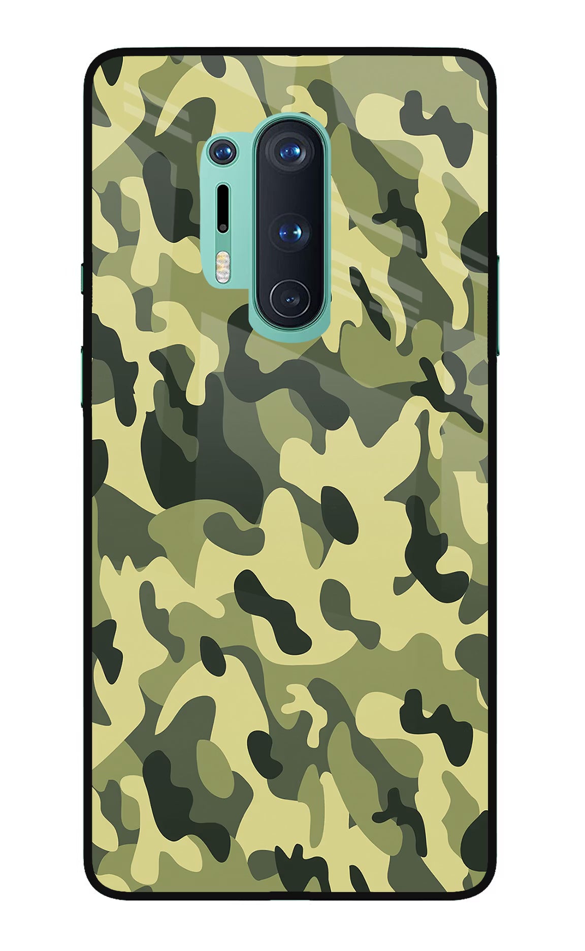 Camouflage Oneplus 8 Pro Glass Case Back Cover by Casekaro