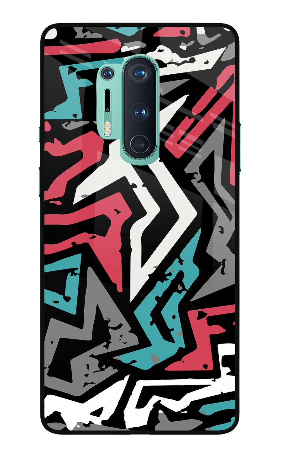Geometric Graffiti Oneplus 8 Pro Back Cover, Glass case