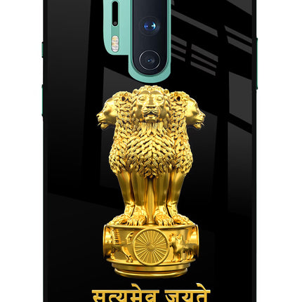 Satyamev Jayate Golden Oneplus 8 Pro Glass Case