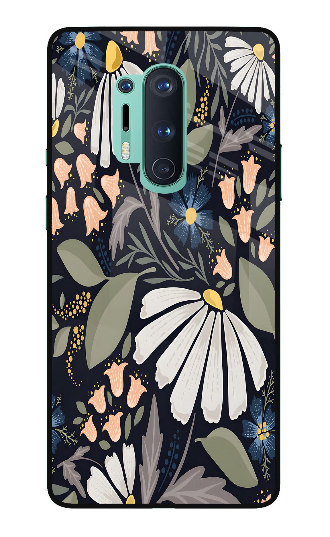 Flowers Art Oneplus 8 Pro Glass Case Back Cover by Casekaro