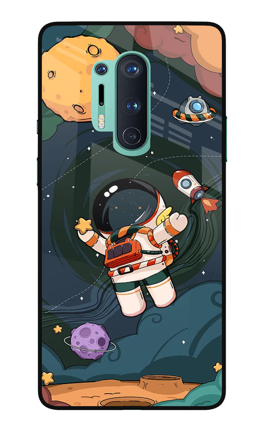 Cartoon Astronaut Oneplus 8 Pro Back Cover, Glass case