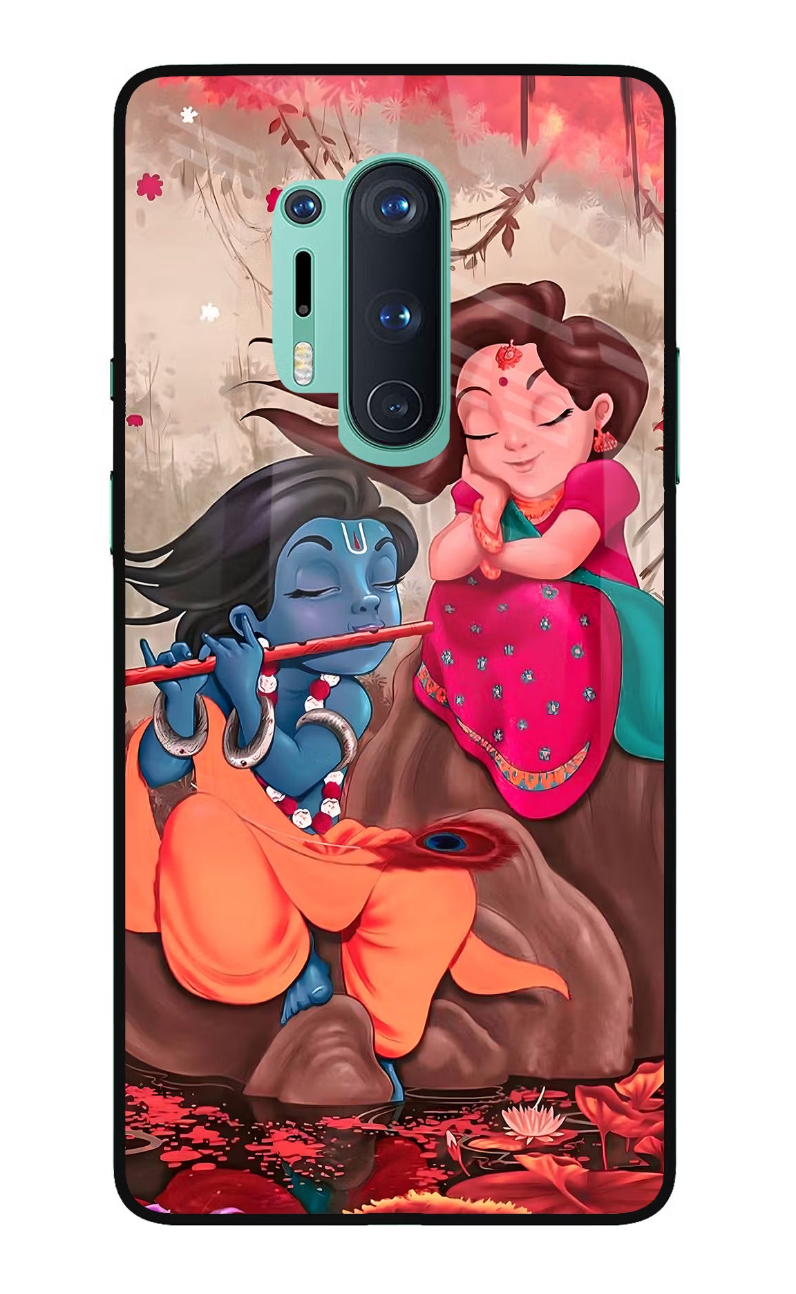 Radhe Krishna Oneplus 8 Pro Glass Case Back Cover by Casekaro