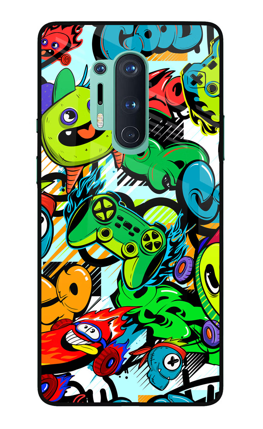 Game Doodle Oneplus 8 Pro Back Cover, Glass case