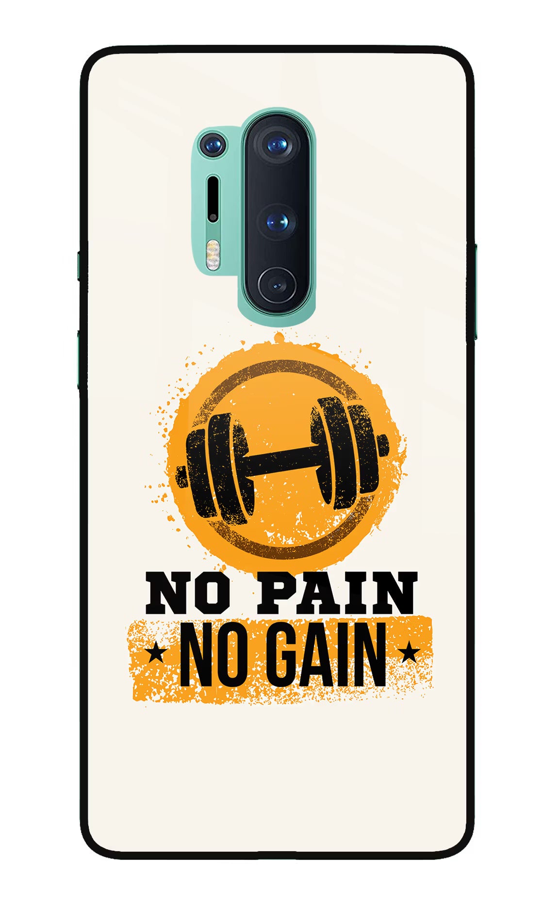 No Pain No Gain Oneplus 8 Pro Glass Case Back Cover by Casekaro