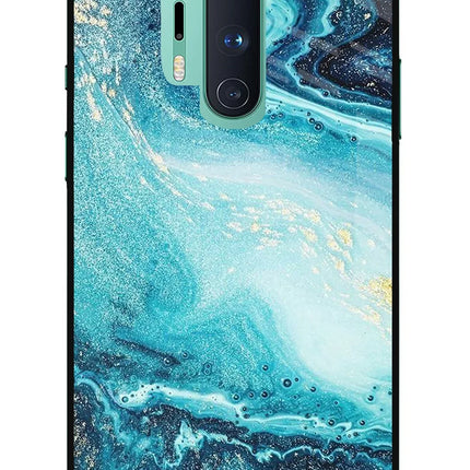 Blue Glitter Marble Oneplus 8 Pro Glass Case