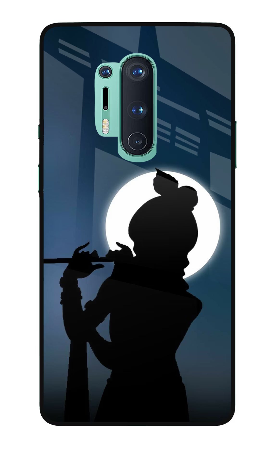 Shri Krishna Silhouette Oneplus 8 Pro Glass Case Back Cover by Casekaro