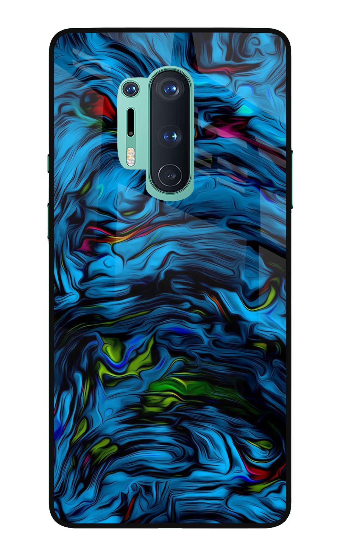 Dark Blue Abstract Oneplus 8 Pro Glass Case Back Cover by Casekaro