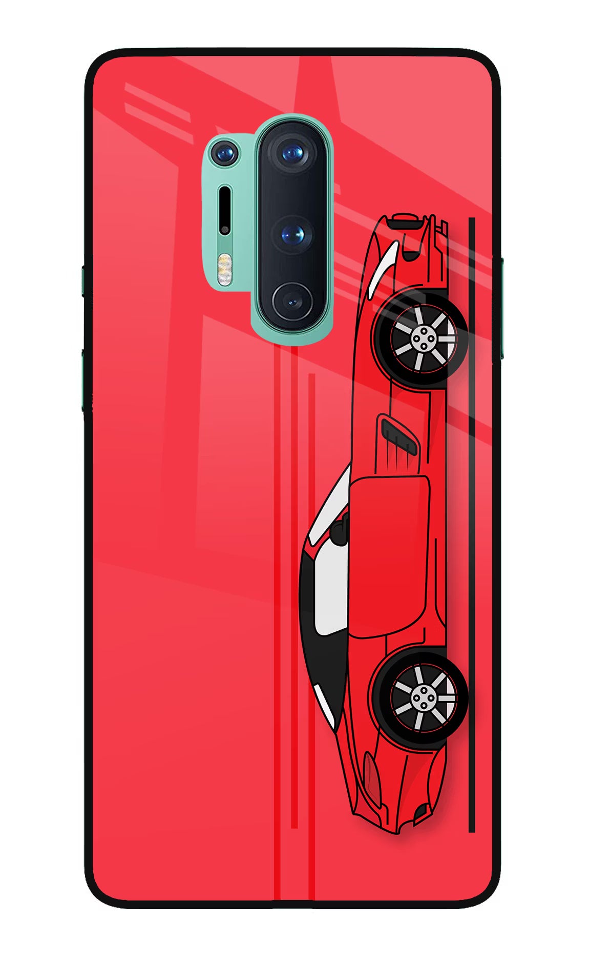 Red Velocity Oneplus 8 Pro Glass Case Back Cover by Casekaro