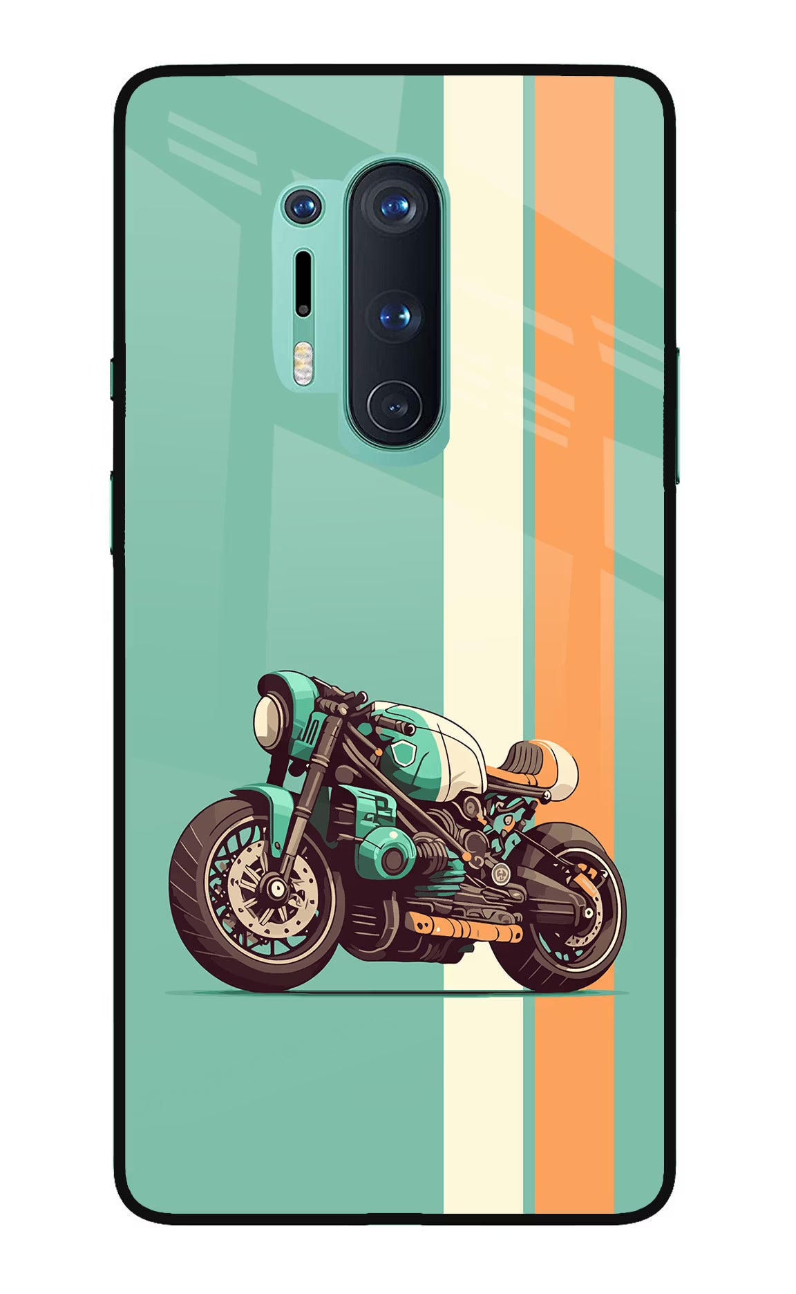 Striped Moto Drift Oneplus 8 Pro Glass Case Back Cover by Casekaro
