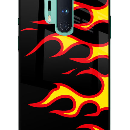 Side Sweep Flames Oneplus 8 Pro Glass Case