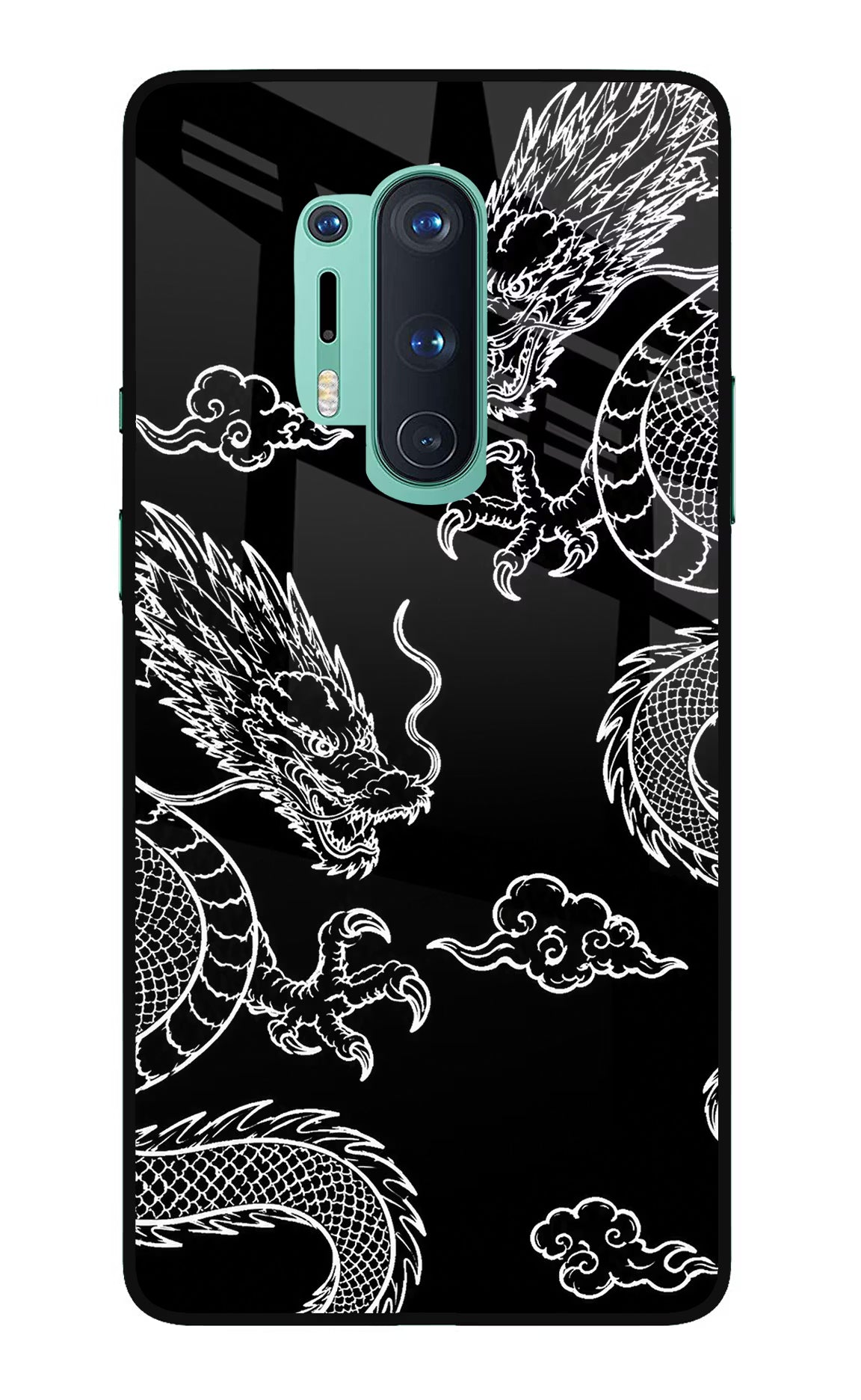 Twin Dragons Oneplus 8 Pro Glass Case Back Cover by Casekaro