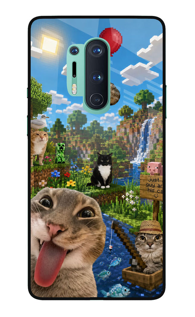 Minecraft Cat Chaos Oneplus 8 Pro Glass Case