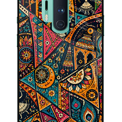 Folk Print Oneplus 8 Pro Glass Case