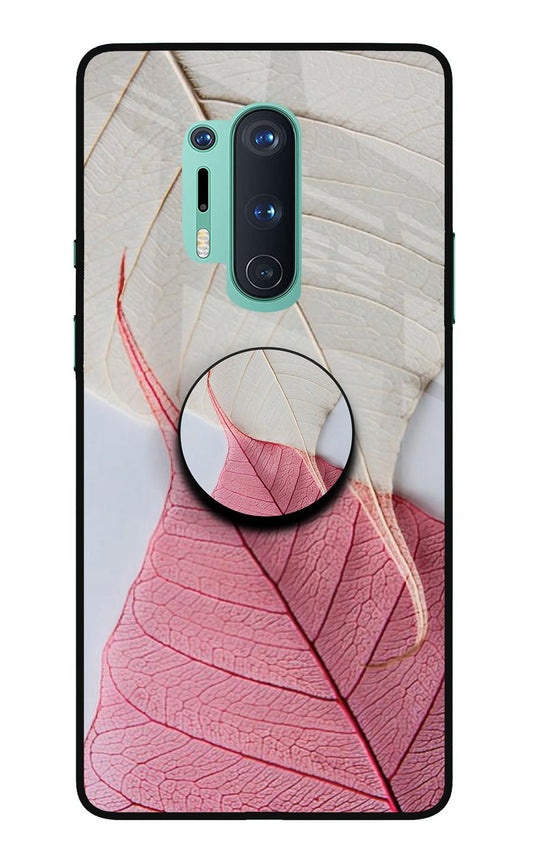 White Pink Leaf Oneplus 8 Pro Glass Case