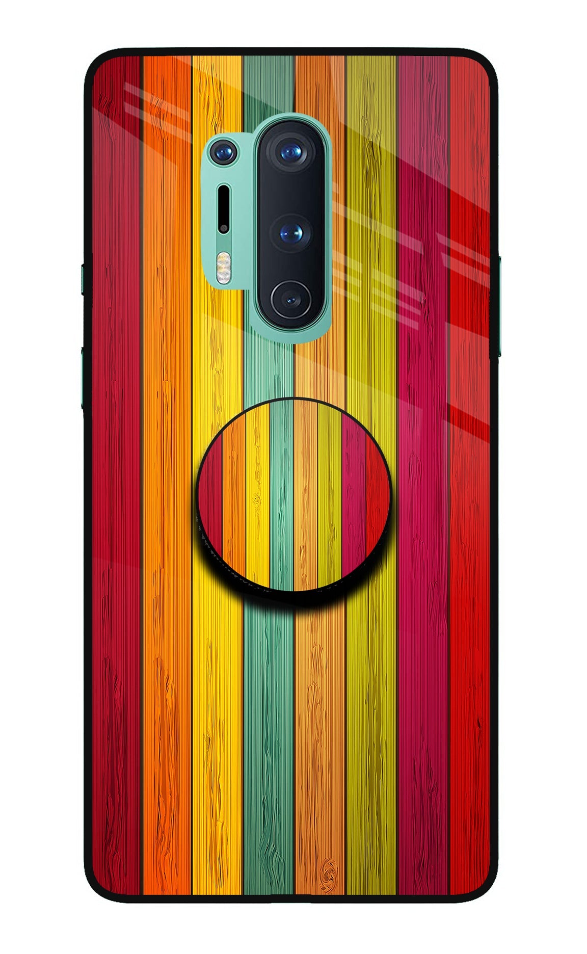 Multicolor Wooden Oneplus 8 Pro Glass Case