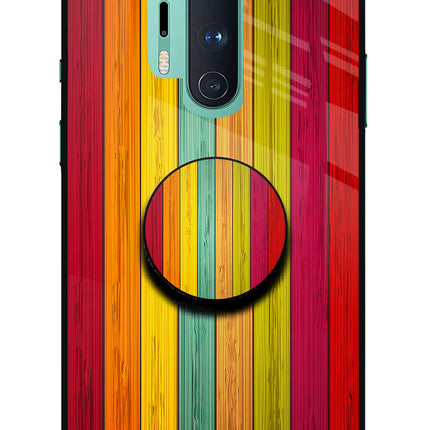 Multicolor Wooden Oneplus 8 Pro Glass Case