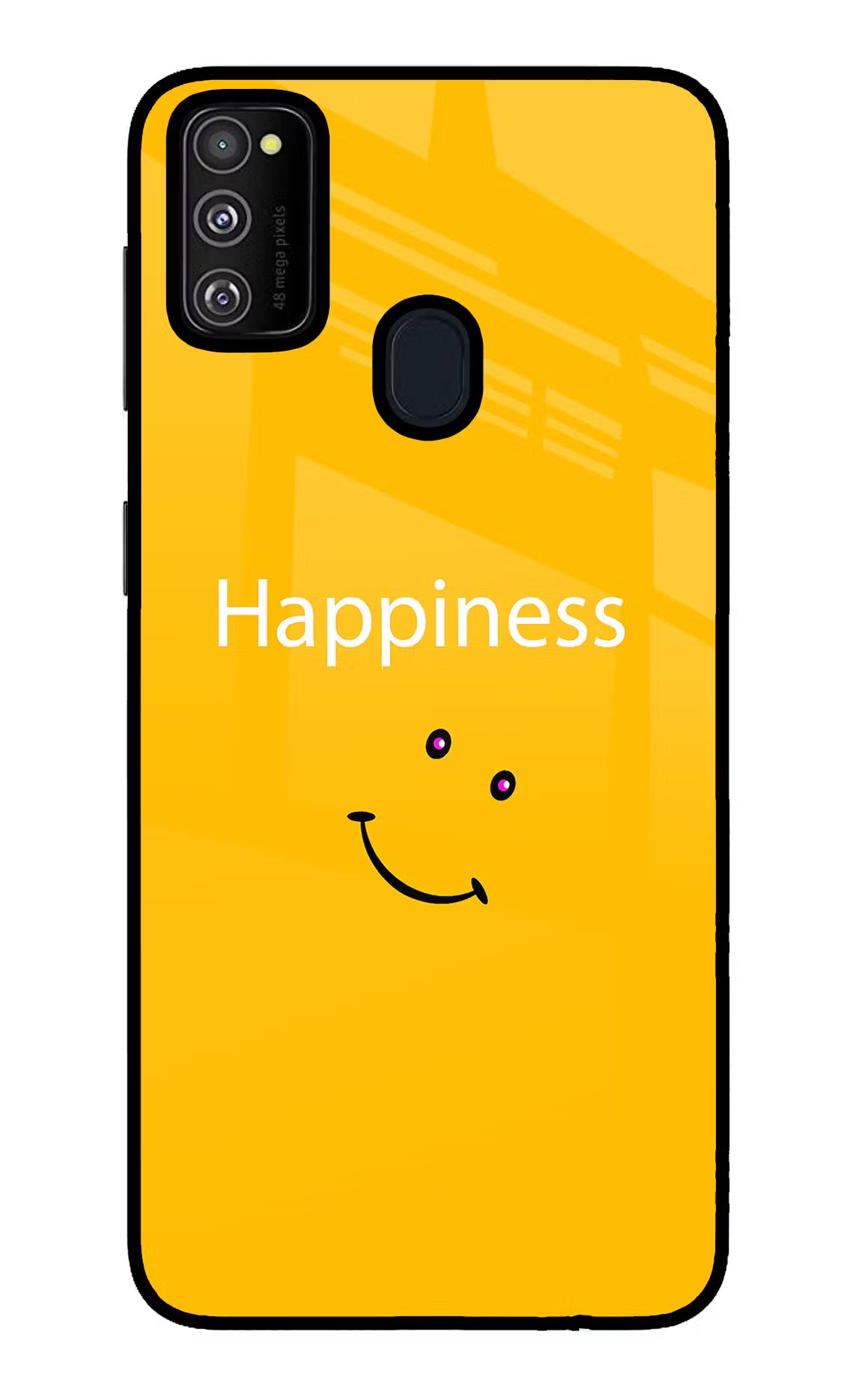 Happiness With Smiley Samsung M21 2020 Glass Case Back Cover by Casekaro