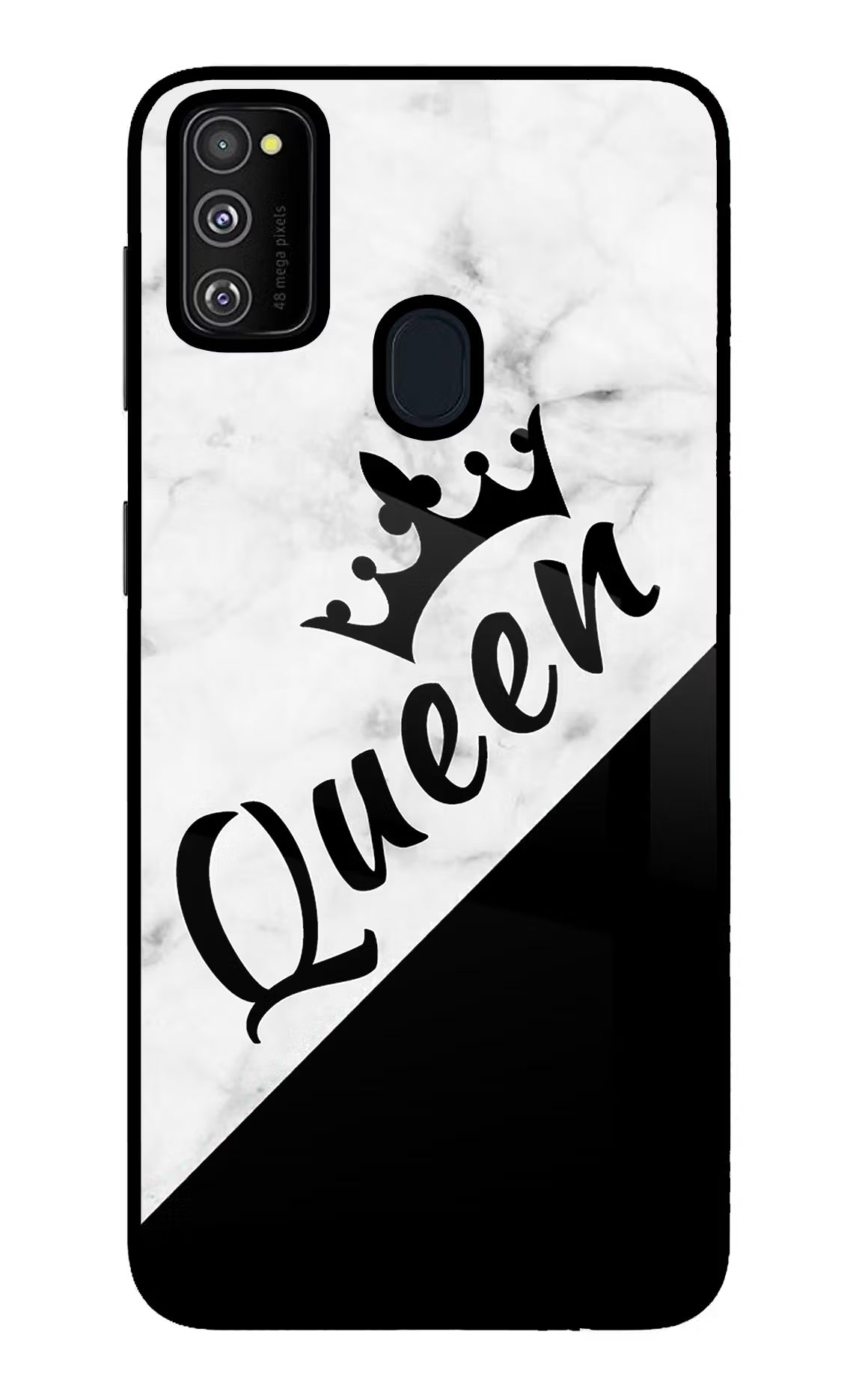 Queen Samsung M21 2020 Glass Case Back Cover by Casekaro