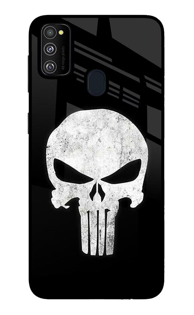 Punisher Skull Samsung M21 2020 Glass Case Back Cover by Casekaro