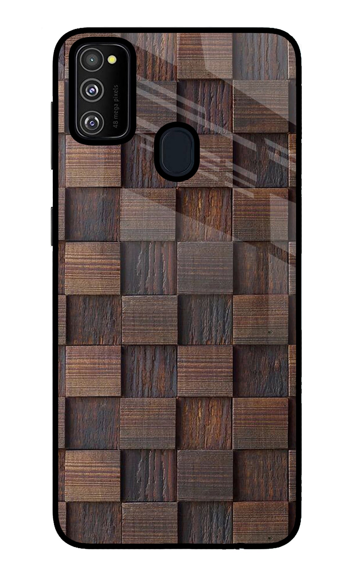 Wooden Cube Design Samsung M21 2020 Glass Case
