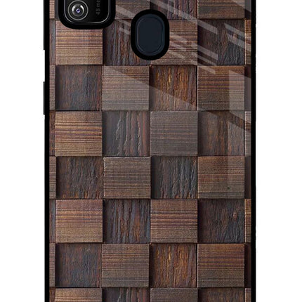 Wooden Cube Design Samsung M21 2020 Glass Case Back Cover by Casekaro