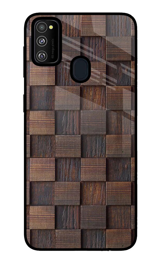 Wooden Cube Design Samsung M21 2020 Glass Case Back Cover by Casekaro