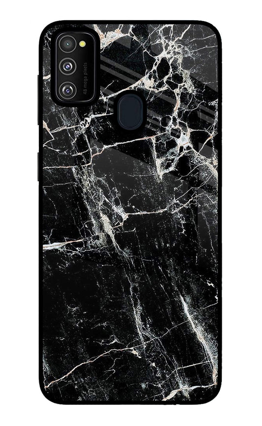 Black Marble Texture Samsung M21 2020 Glass Case