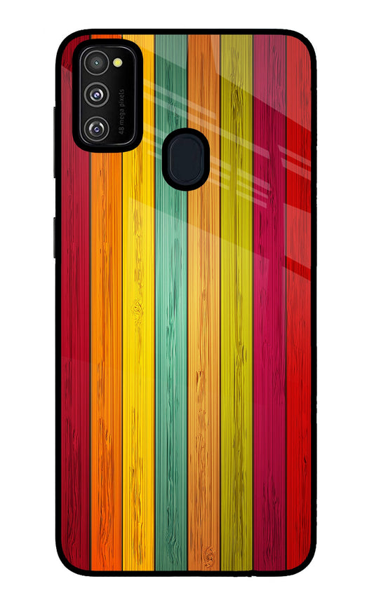 Multicolor Wooden Samsung M21 2020 Glass Case