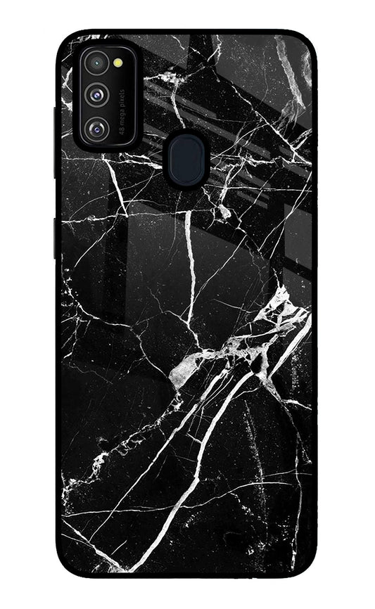 Black Marble Pattern Samsung M21 2020 Glass Case