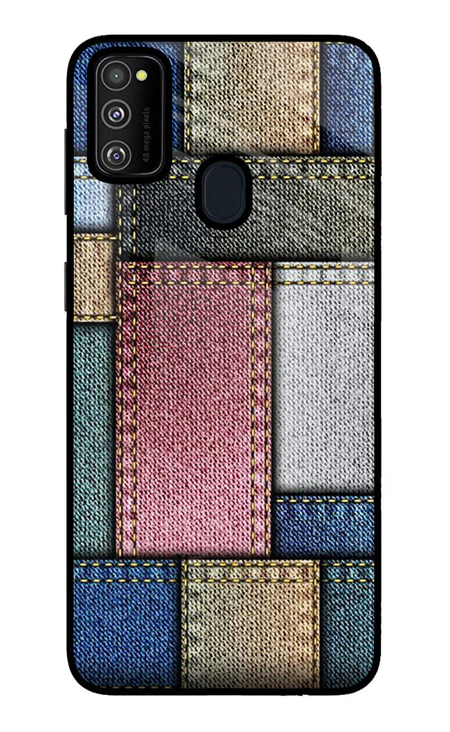 Multicolor Jeans Samsung M21 2020 Glass Case Back Cover by Casekaro