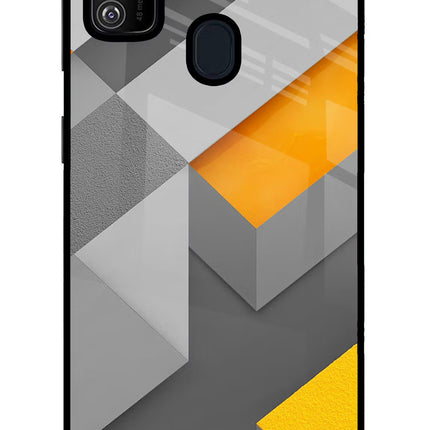 Abstract Samsung M21 2020 Glass Case Back Cover by Casekaro