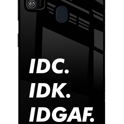 Idc Idk Idgaf Samsung M21 2020 Glass Case Back Cover by Casekaro