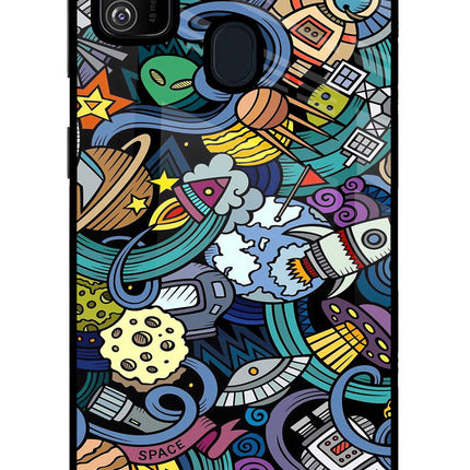Space Abstract Samsung M21 2020 Glass Case Back Cover by Casekaro