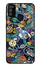 Space Abstract Samsung M21 2020 Glass Case Back Cover by Casekaro